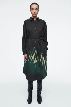 Damen COS Kleider*BEDRUCKTES HEMDKLEID MIT GÜRTEL