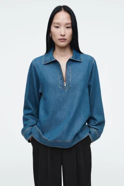 Damen COS Hemden & Blusen | Oberteile*BLUSE AUS DENIM MIT KURZEM REISSVERSCHLUSS