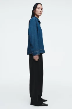 Damen COS Hemden & Blusen | Oberteile*BLUSE AUS DENIM MIT KURZEM REISSVERSCHLUSS