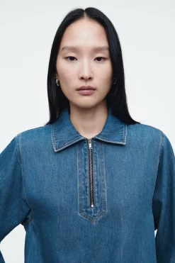 Damen COS Hemden & Blusen | Oberteile*BLUSE AUS DENIM MIT KURZEM REISSVERSCHLUSS