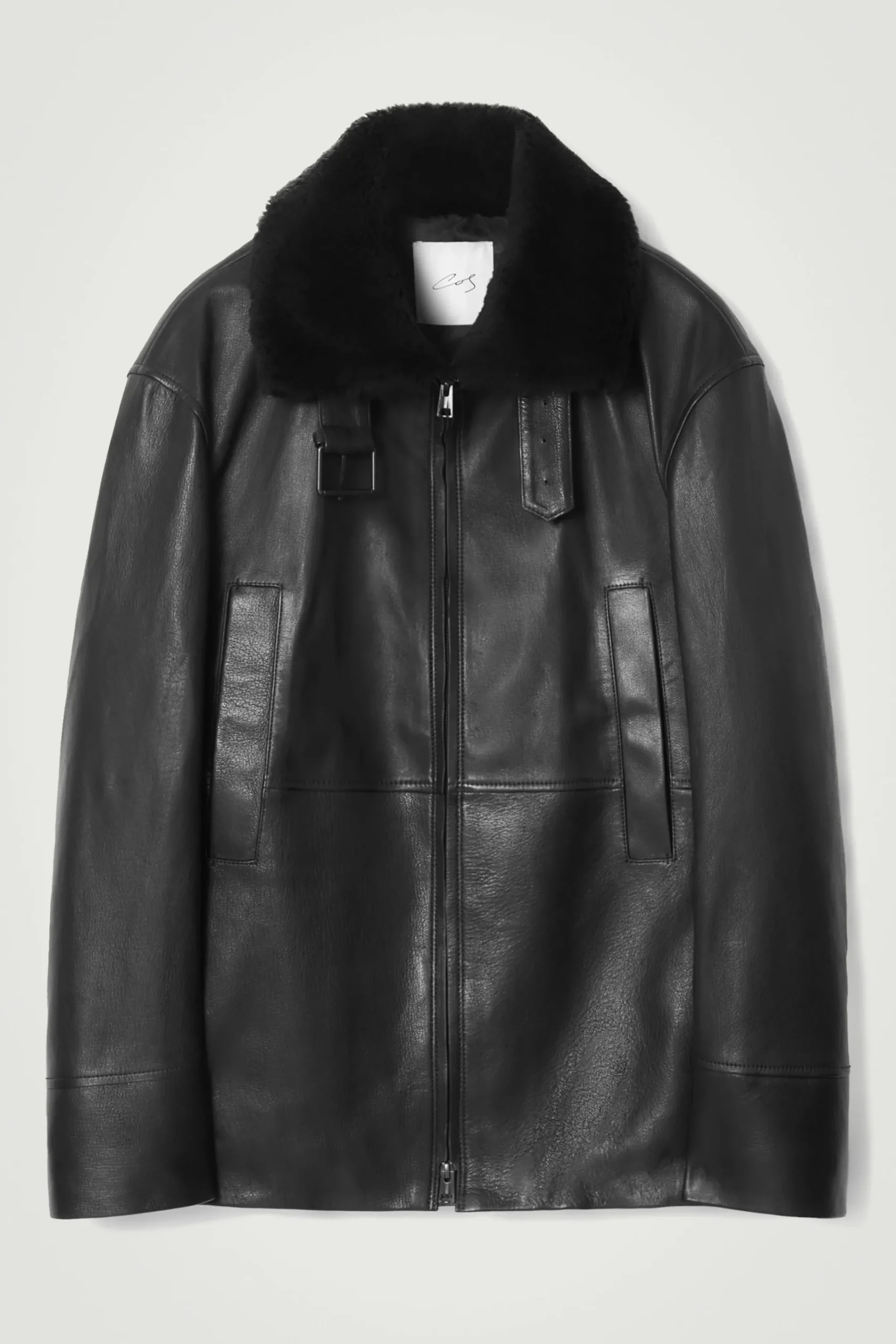 Herren COS Mäntel & Jacken*DIE LEDERJACKE MIT LAMMFELLBESATZ