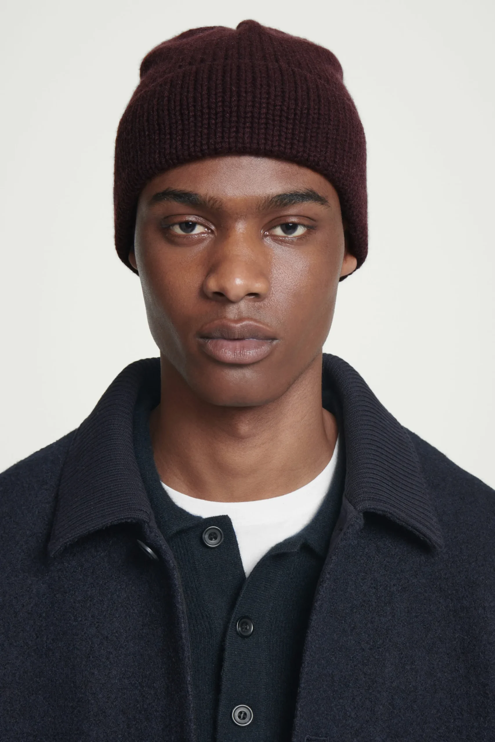 Herren COS Mützen, Schals & Handschuhe | Kaschmir*GERIPPTE BEANIE AUS KASCHMIR-MIX MIT KREMPE