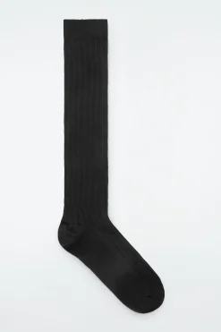 Damen COS Socken*GERIPPTE KNIESTRÜMPFE AUS MERINOWOLLE