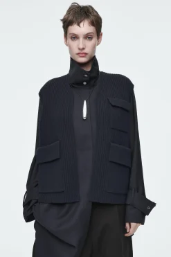Damen COS Strickmode*GERIPPTE UTILITY-WESTE AUS MERINOWOLLE
