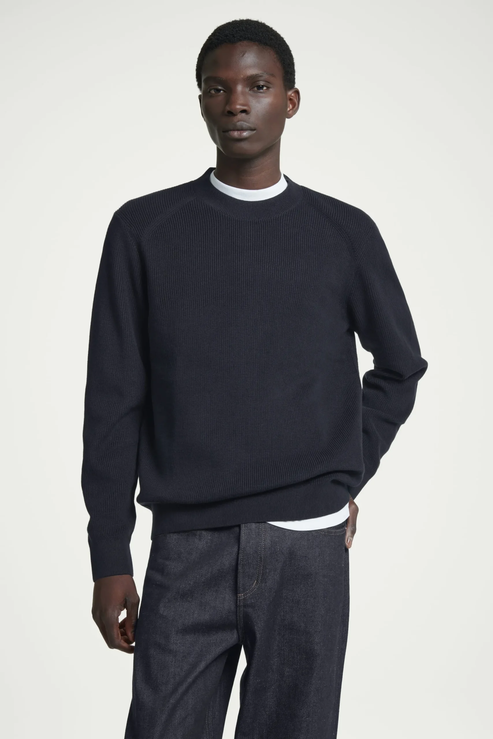 Herren COS Pullover | Strickmode*GERIPPTER STRICKPULLOVER AUS BAUMWOLLE