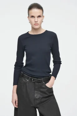 Damen COS Oberteile*GERIPPTES LANGARMSHIRT AUS JERSEY