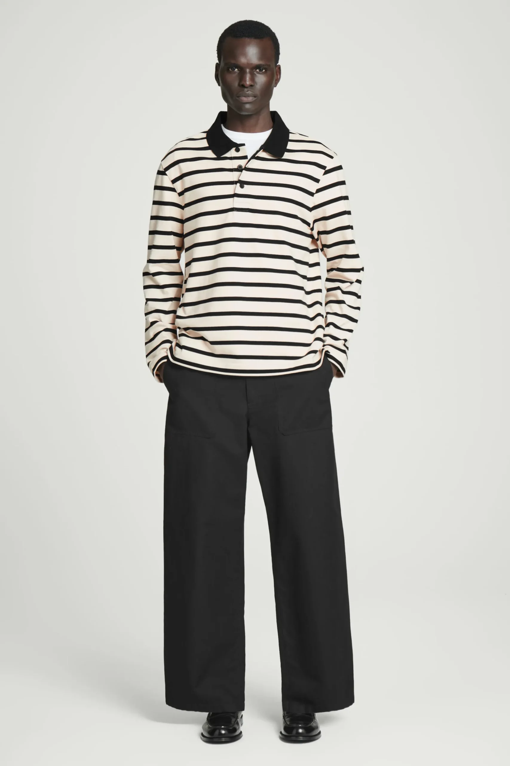 Herren COS Poloshirts*GESTREIFTES LANGÄRMLIGES POLOSHIRT