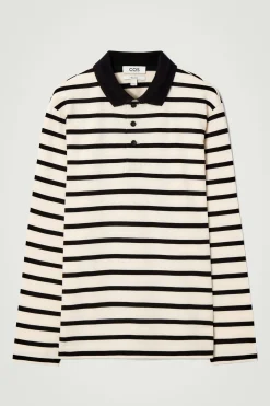 Herren COS Poloshirts*GESTREIFTES LANGÄRMLIGES POLOSHIRT