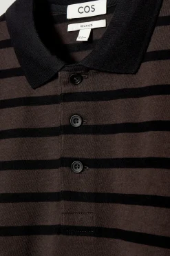 Herren COS Poloshirts*GESTREIFTES LANGÄRMLIGES POLOSHIRT