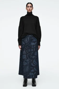 Damen COS Röcke*JACQUARD-MIDIROCK AUS DENIM IN A-LINIE