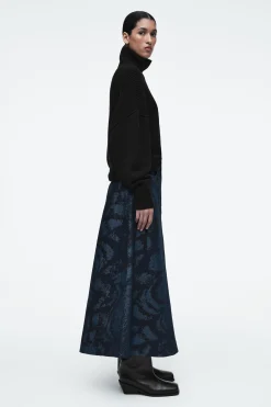 Damen COS Röcke*JACQUARD-MIDIROCK AUS DENIM IN A-LINIE