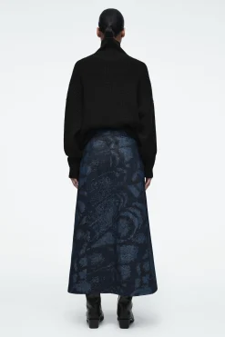 Damen COS Röcke*JACQUARD-MIDIROCK AUS DENIM IN A-LINIE