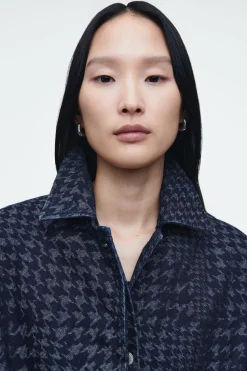 Damen COS Mäntel & Jacken*JEANSJACKE AUS JACQUARD MIT HAHNENTRITTMUSTER