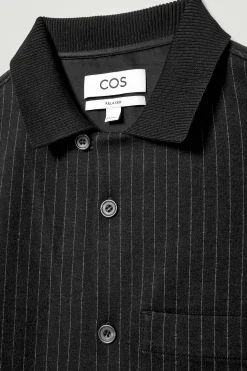 Herren COS Hemden*JERSEYHEMD AUS WOLL-MIX MIT NADELSTREIFEN
