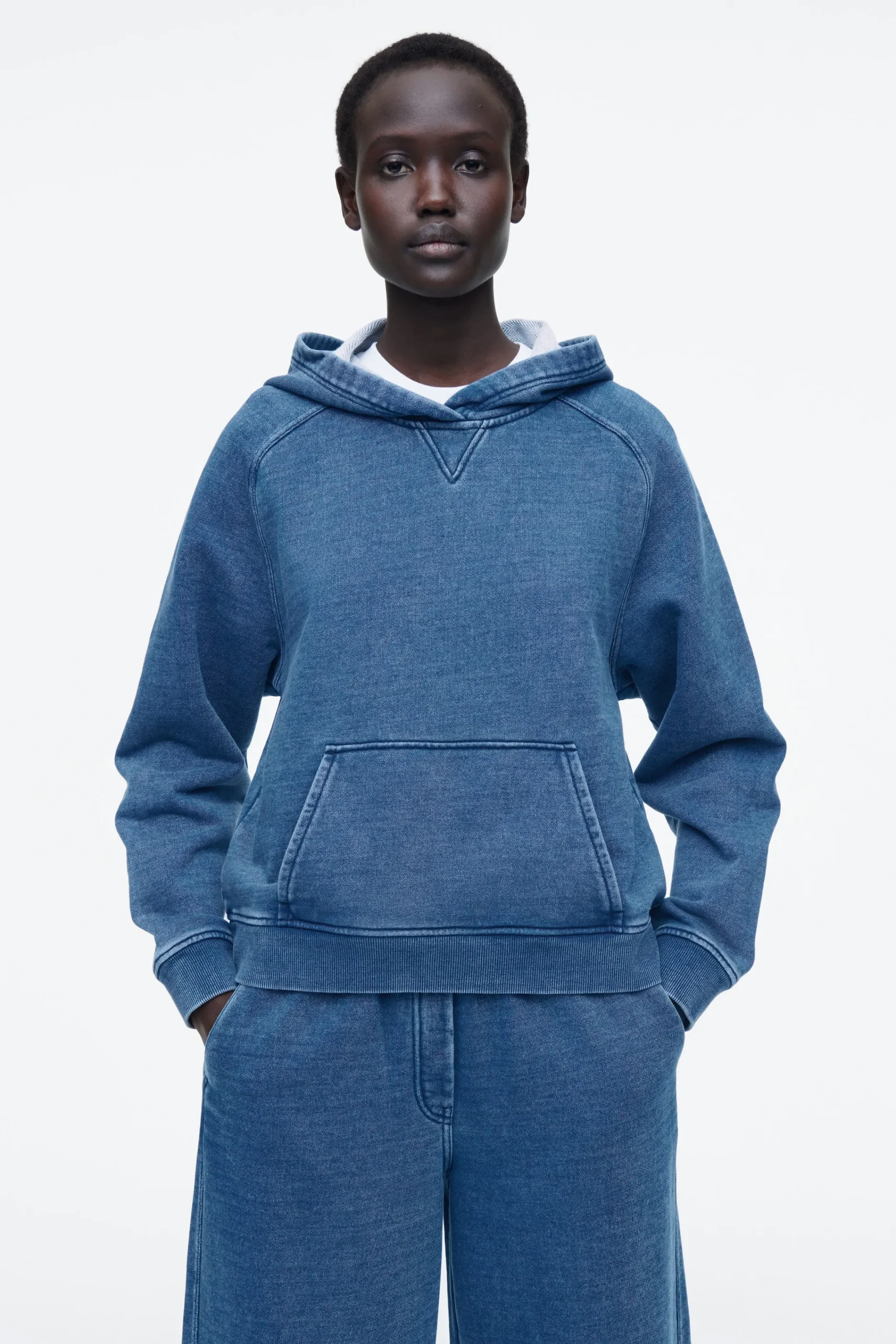 Damen COS Oberteile*KAPUZENPULLOVER AUS JERSEY IM DENIMLOOK