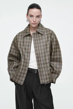 Damen COS Mäntel & Jacken*KARIERTE JACKE AUS GEFLOCHTENEM LEDER