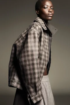 Damen COS Mäntel & Jacken*KARIERTE JACKE AUS GEFLOCHTENEM LEDER