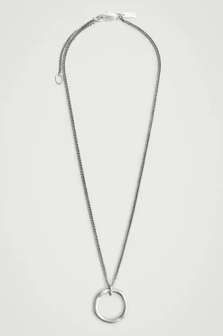Herren COS Schmuck*KETTE MIT GEHÄMMERTEM KREISFÖRMIGEM ANHÄNGER