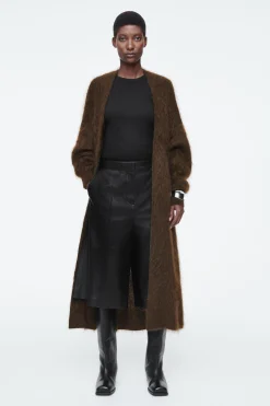 Damen COS Strickmode*LANGE STRUKTURIERTE STRICKJACKE AUS MOHAIR-MIX