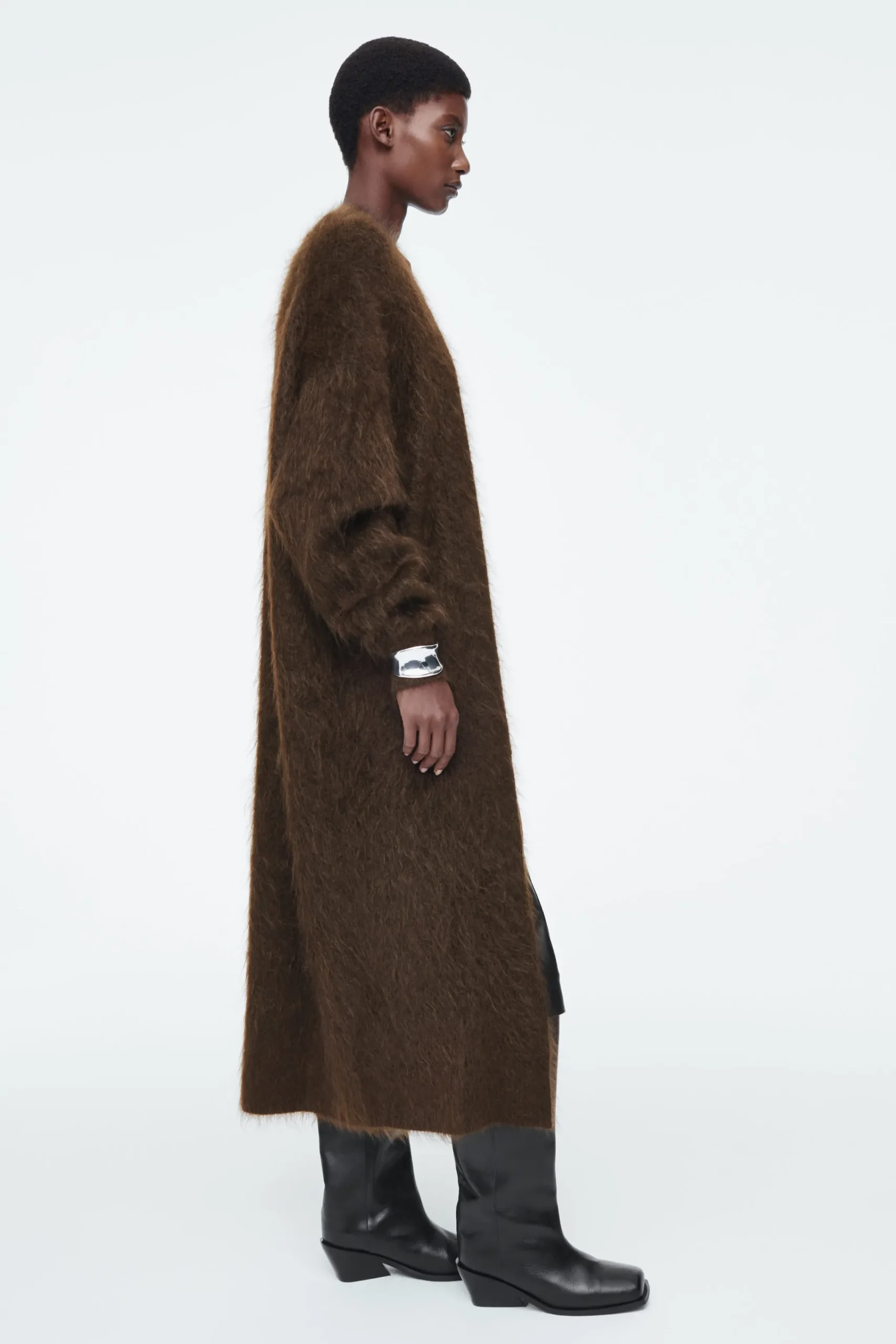 Damen COS Strickmode*LANGE STRUKTURIERTE STRICKJACKE AUS MOHAIR-MIX