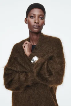 Damen COS Strickmode*LANGE STRUKTURIERTE STRICKJACKE AUS MOHAIR-MIX
