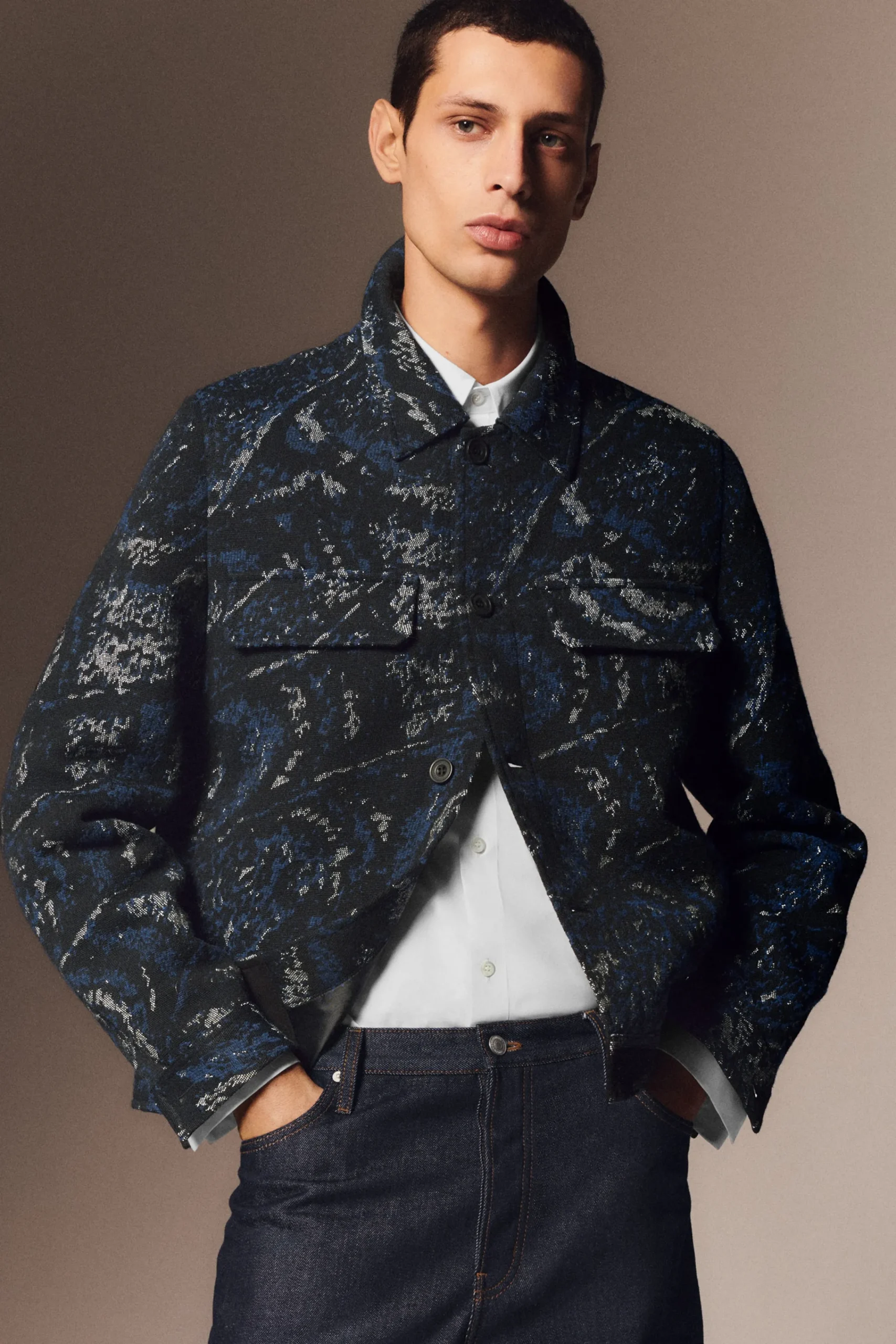 Herren COS Hemden | Mäntel & Jacken*LOCKERE HEMDJACKE AUS JACQUARD AUS WOLL-MIX