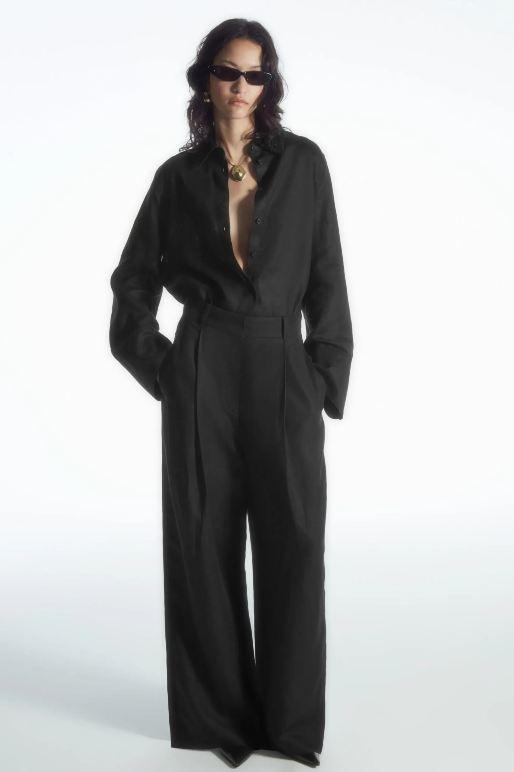 Damen COS Hosen*LOCKERE HOSE AUS LEINEN-MIX MIT WEITEM BEIN