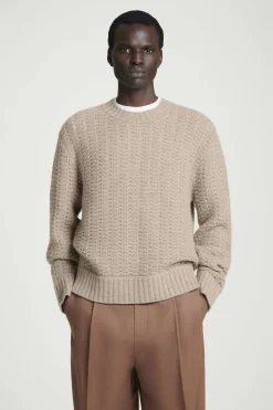 Herren COS Pullover | Kaschmir*LOCKERER KASCHMIRPULLOVER MIT LOCHSTRICKMUSTER