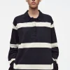 Damen COS Oberteile*LOCKERES LANGÄRMLIGES POLOSHIRT MIT STREIFEN