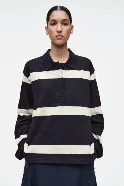 Damen COS Oberteile*LOCKERES LANGÄRMLIGES POLOSHIRT MIT STREIFEN