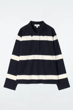 Damen COS Oberteile*LOCKERES LANGÄRMLIGES POLOSHIRT MIT STREIFEN