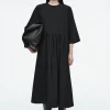 Damen COS Kleider*MIDIKLEID AUS WOLL-MIX MIT RAFFUNGEN