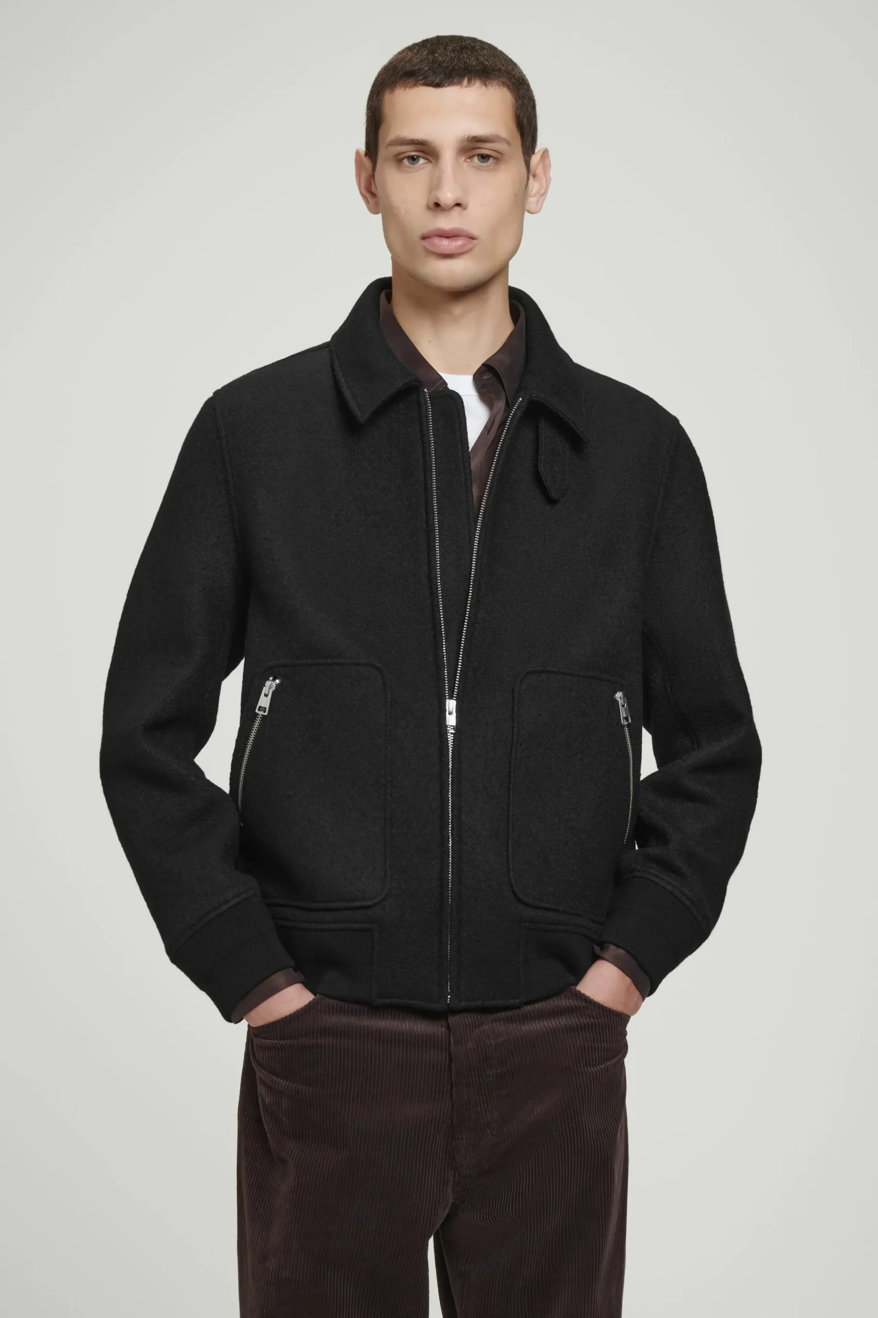 Herren COS Strickmode | Mäntel & Jacken*PILOTENJACKE AUS GEKOCHTER MERINOWOLLE