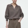 Damen COS Strickmode*POLOPULLOVER AUS WOLLE MIT FLEDERMAUSÄRMELN