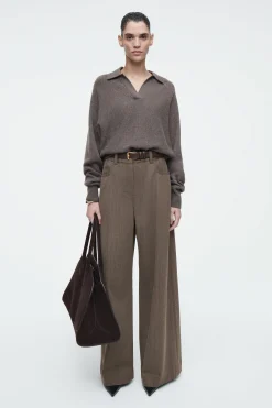 Damen COS Strickmode*POLOPULLOVER AUS WOLLE MIT FLEDERMAUSÄRMELN