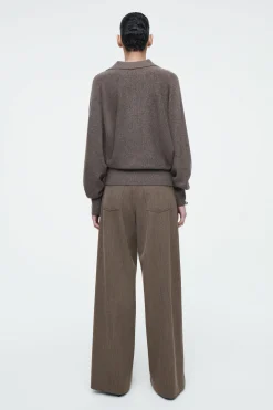 Damen COS Strickmode*POLOPULLOVER AUS WOLLE MIT FLEDERMAUSÄRMELN
