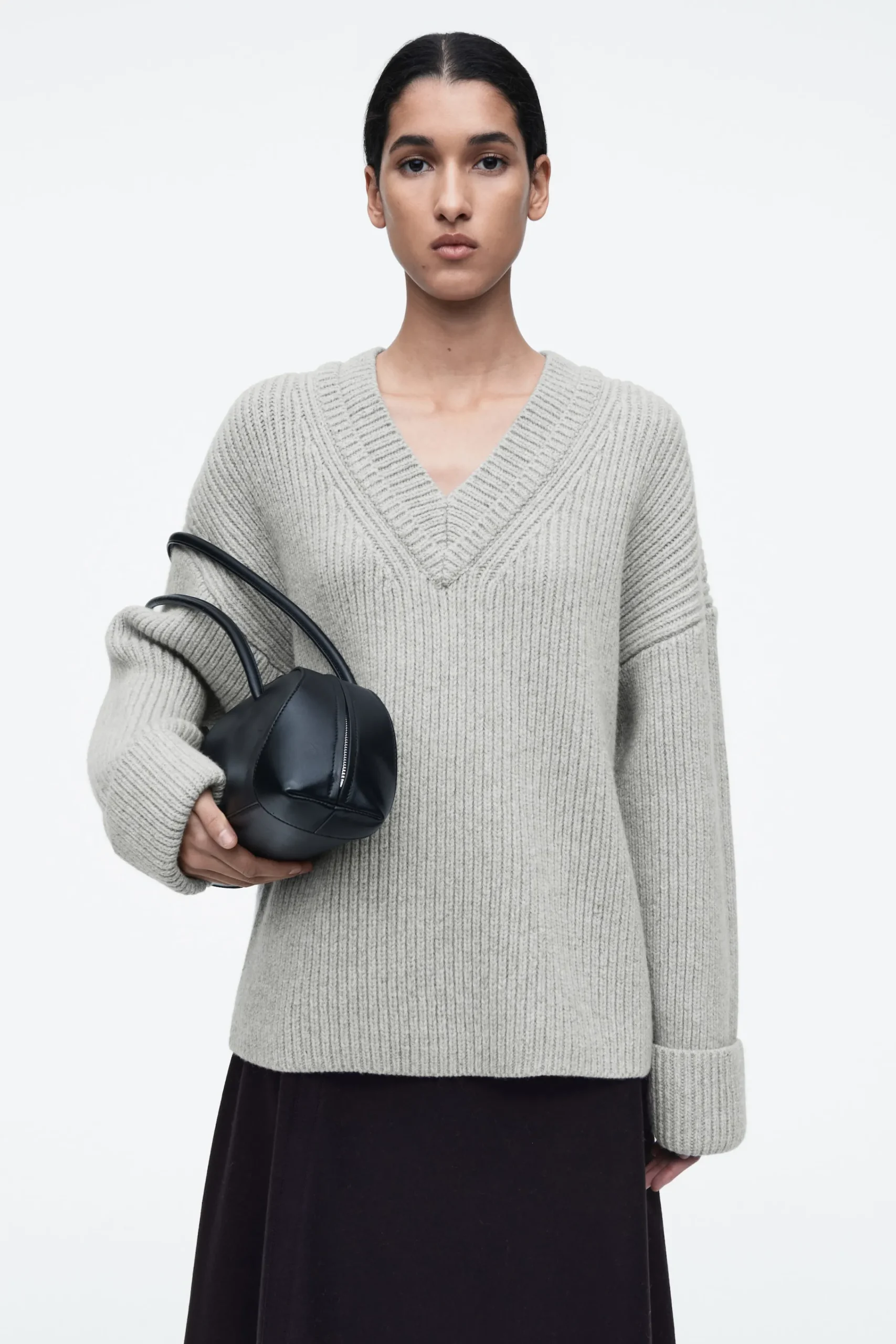Damen COS Strickmode*PULLOVER AUS MERINOWOLLE MIT V-AUSSCHNITT