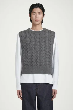 Herren COS Strickmode*PULLUNDER AUS WOLLE MIT ZOPFSTRICKMUSTER