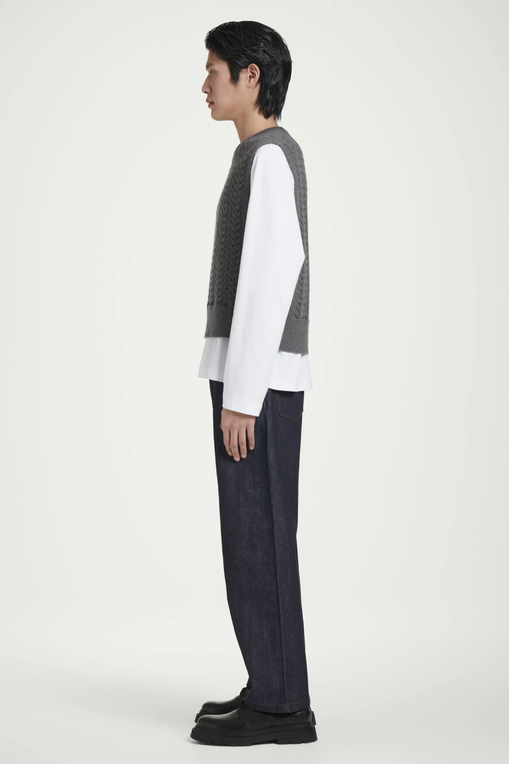 Herren COS Strickmode*PULLUNDER AUS WOLLE MIT ZOPFSTRICKMUSTER