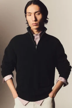 Herren COS Pullover | Kaschmir*REINER KASCHMIRPULLOVER MIT KURZEM REISSVERSCHLUSS