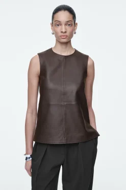 Damen COS Oberteile*ÄRMELLOSES OBERTEIL AUS LEDER