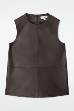 Damen COS Oberteile*ÄRMELLOSES OBERTEIL AUS LEDER