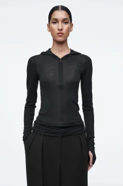 Damen COS Oberteile*SCHMAL GESCHNITTENER KAPUZENPULLOVER AUS WOLLE