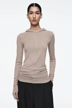 Damen COS Oberteile*SCHMAL GESCHNITTENER KAPUZENPULLOVER AUS WOLLE