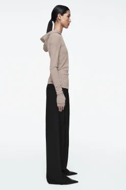 Damen COS Oberteile*SCHMAL GESCHNITTENER KAPUZENPULLOVER AUS WOLLE