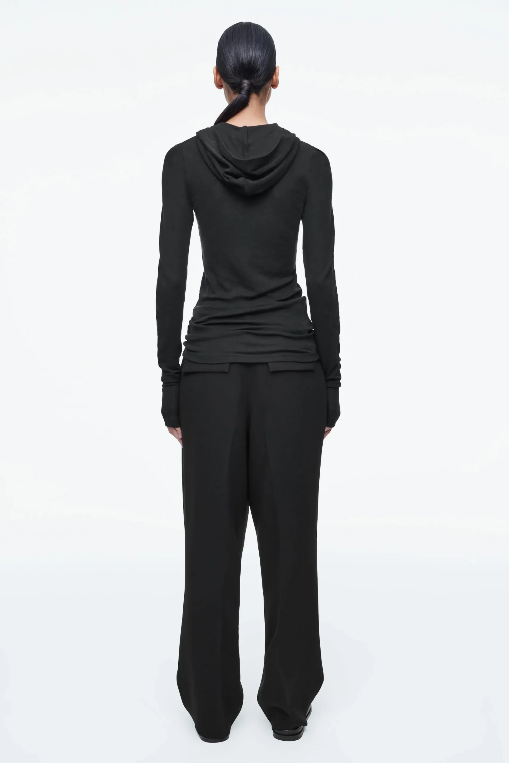 Damen COS Oberteile*SCHMAL GESCHNITTENER KAPUZENPULLOVER AUS WOLLE