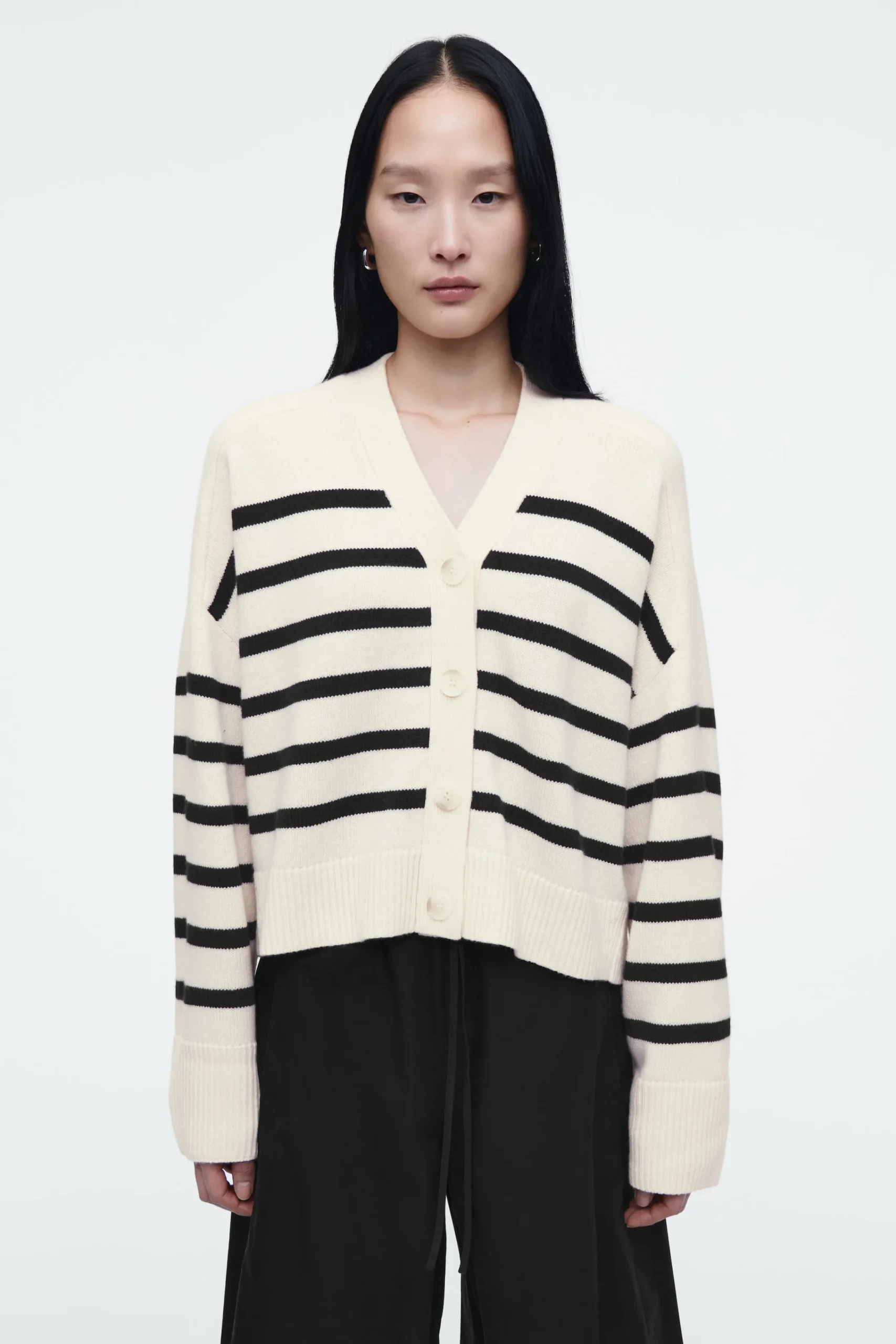 Damen COS Strickmode*STRICKJACKE AUS MERINOWOLLE MIT V-AUSSCHNITT