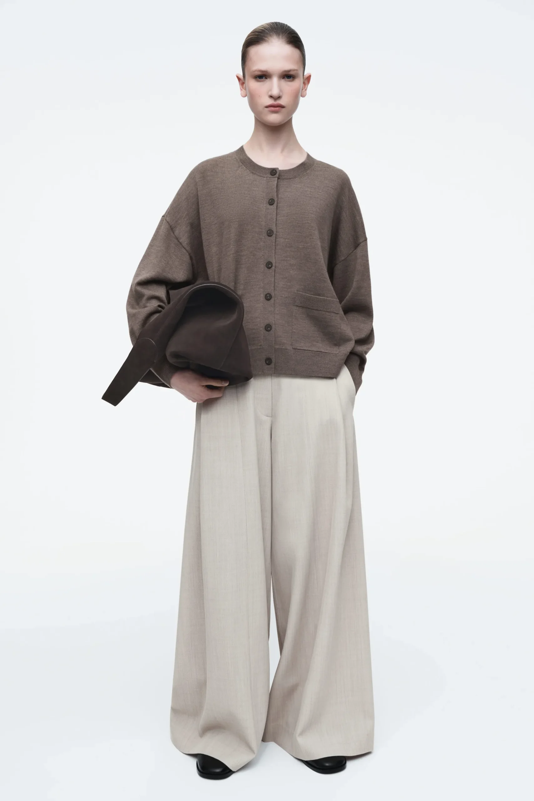 Damen COS Strickmode*STRICKJACKE AUS MERINOWOLLE MIT RUNDHALSAUSSCHNITT