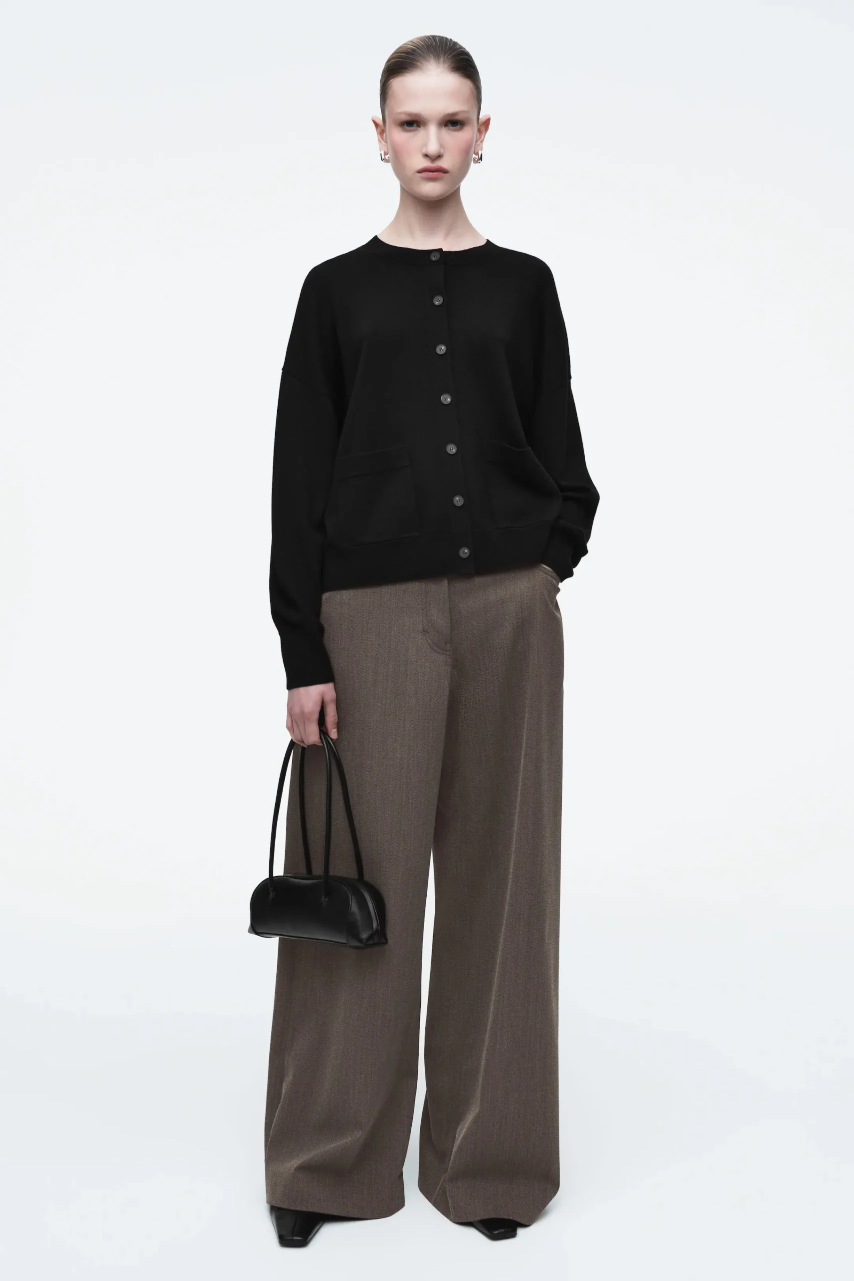 Damen COS Strickmode*STRICKJACKE AUS MERINOWOLLE MIT RUNDHALSAUSSCHNITT