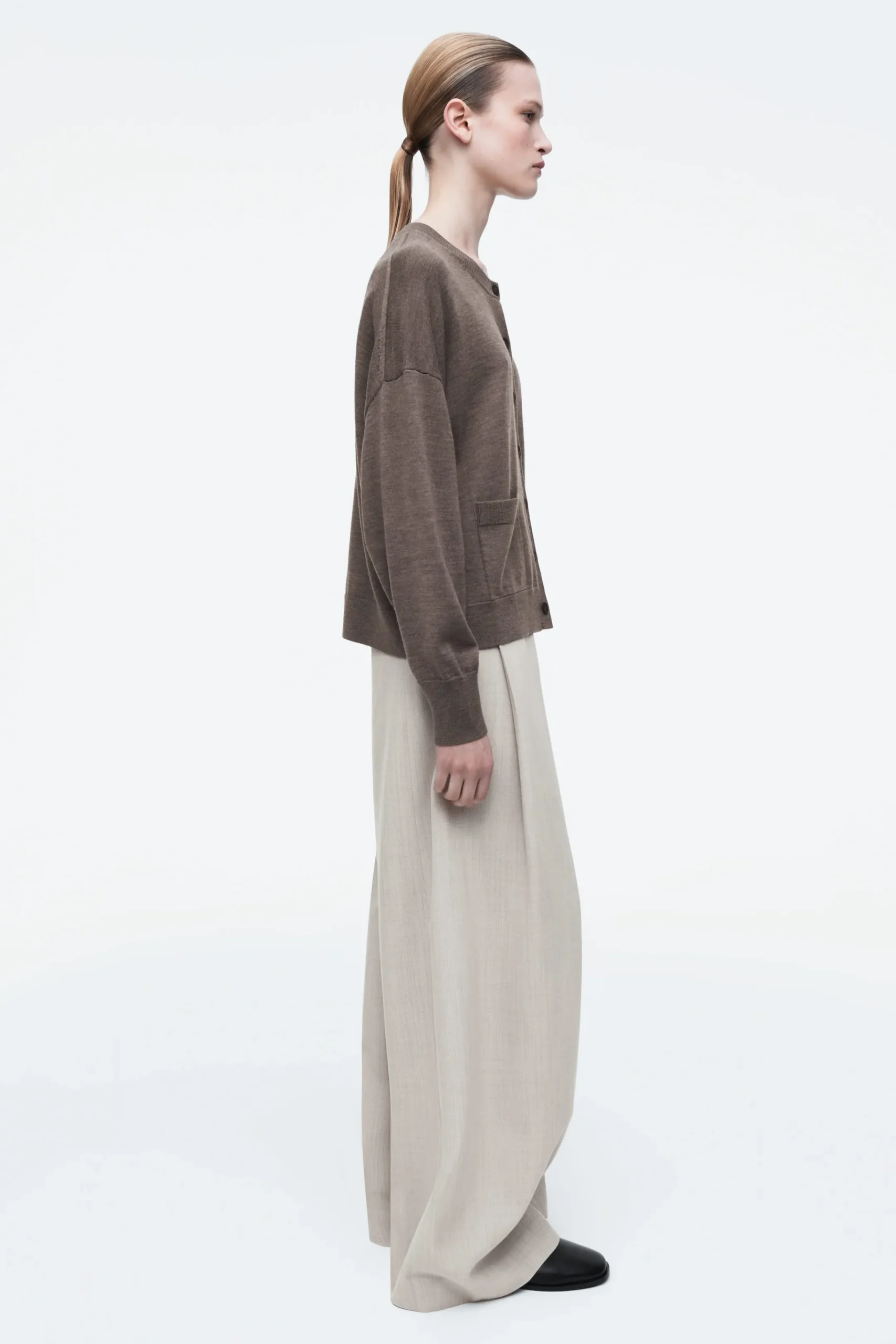 Damen COS Strickmode*STRICKJACKE AUS MERINOWOLLE MIT RUNDHALSAUSSCHNITT